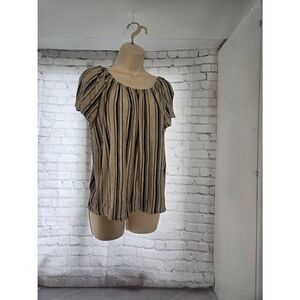 W5 Womens Size XL Beige/Navy Striped Tunic
